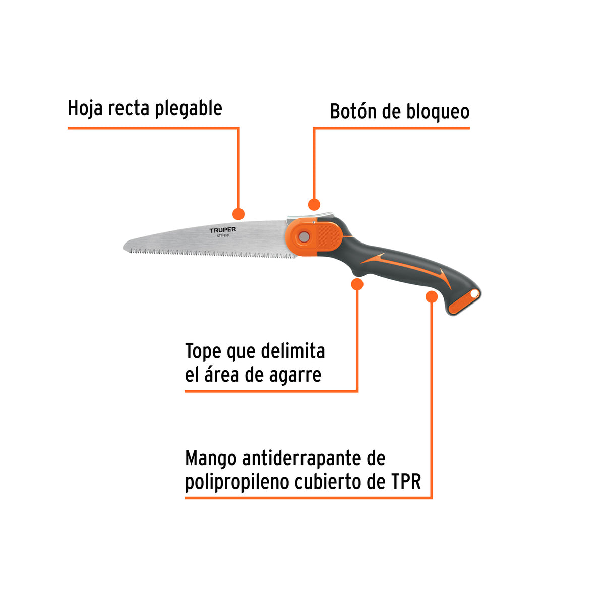 Serrucho Plegable 7' Hoja Recta 11 Dpp Mango Plástico, Truper
