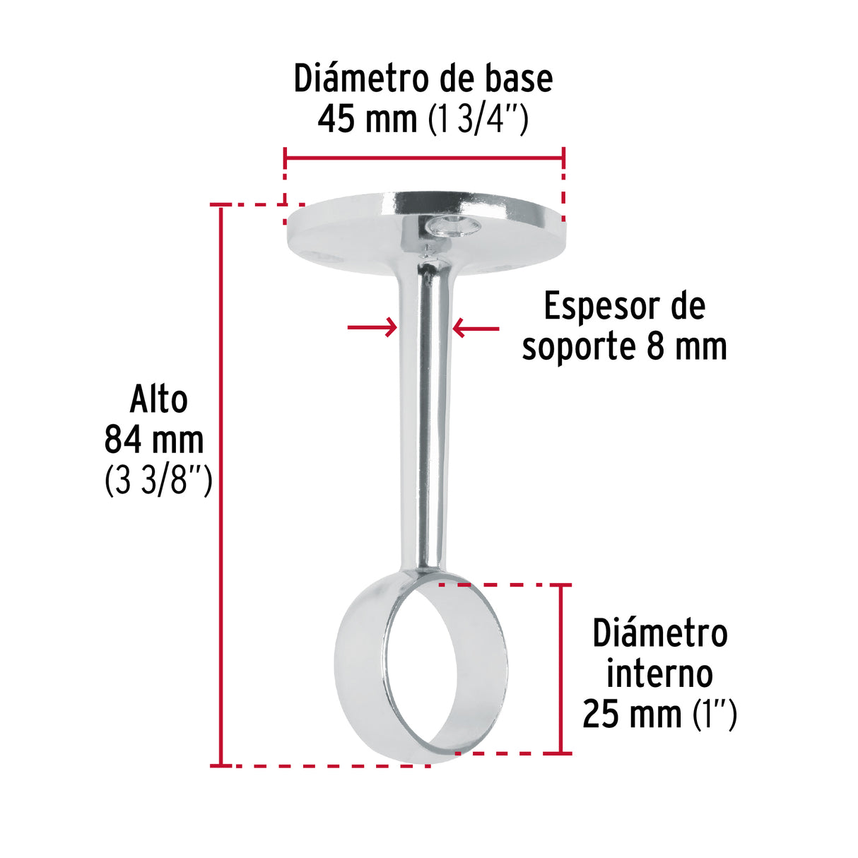 Soporte Central para Tubo Redondo de Clóset, Hermex