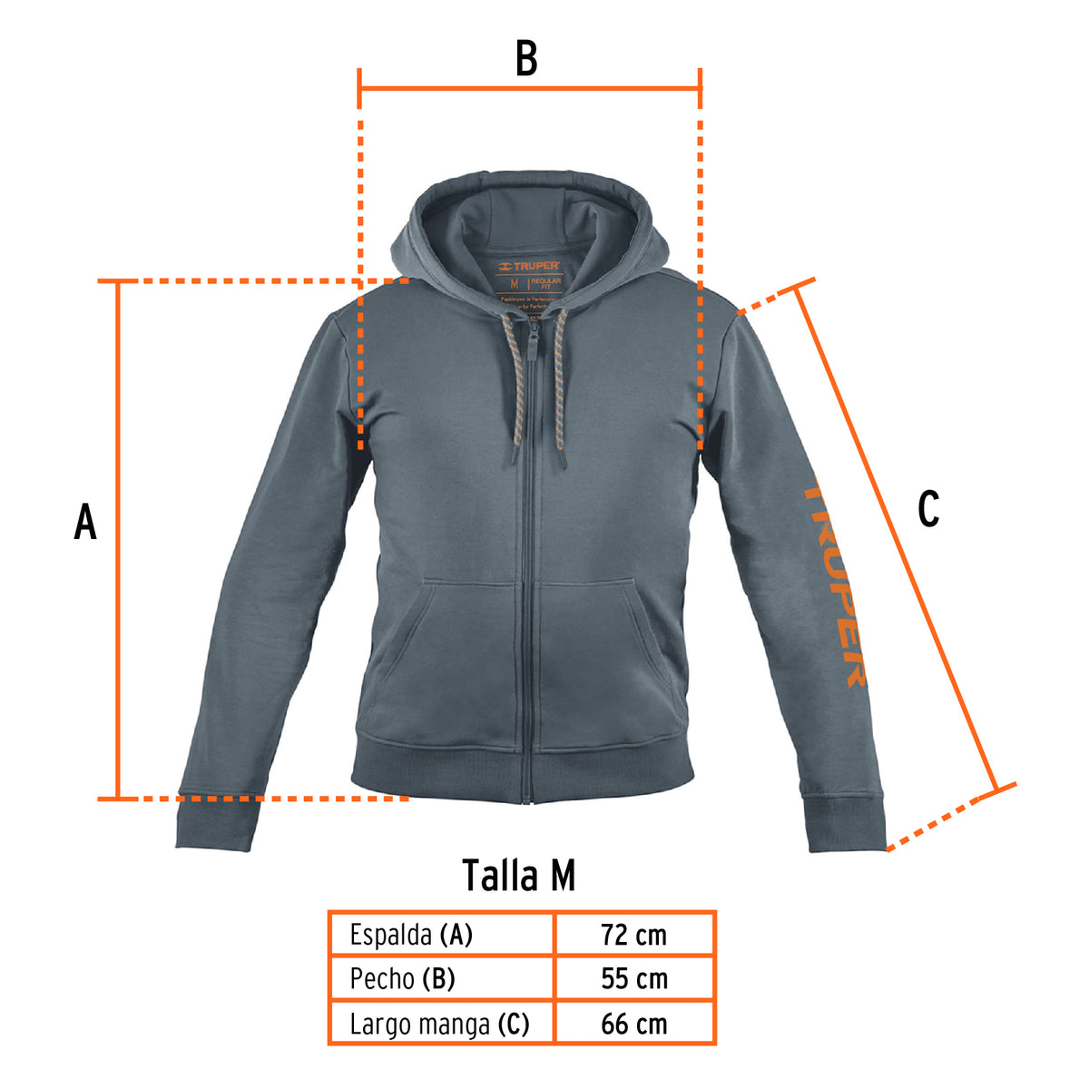 Sudadera Gris para Caballero, Talla m, Truper