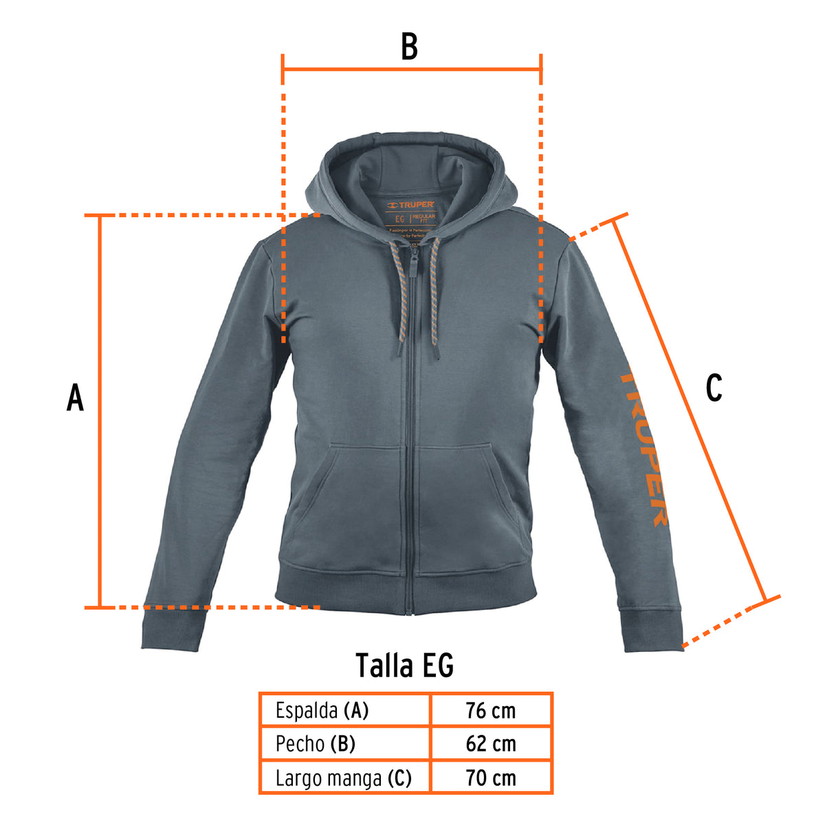 Sudadera Gris para Caballero, Talla Eg, Truper