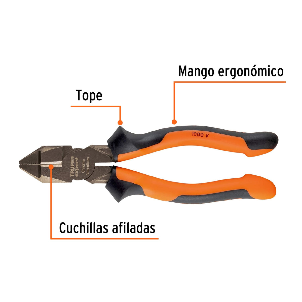 Pinza Electricista 7' Uso Rudo, Alta Palanca, Comfort Grip