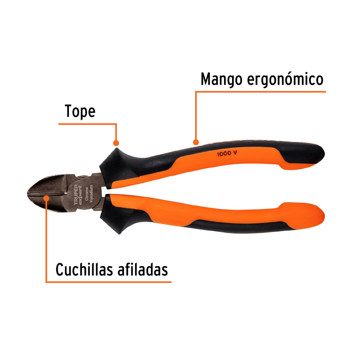 Pinza Corte Diagonal 7' Alta Palanca, Comfort Grip, Expert