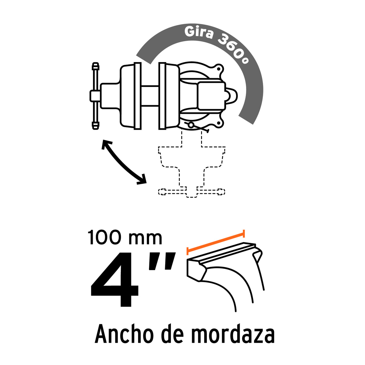 Tornillo de Banco 4' Tipo Europeo de Hierro Nodular, Truper