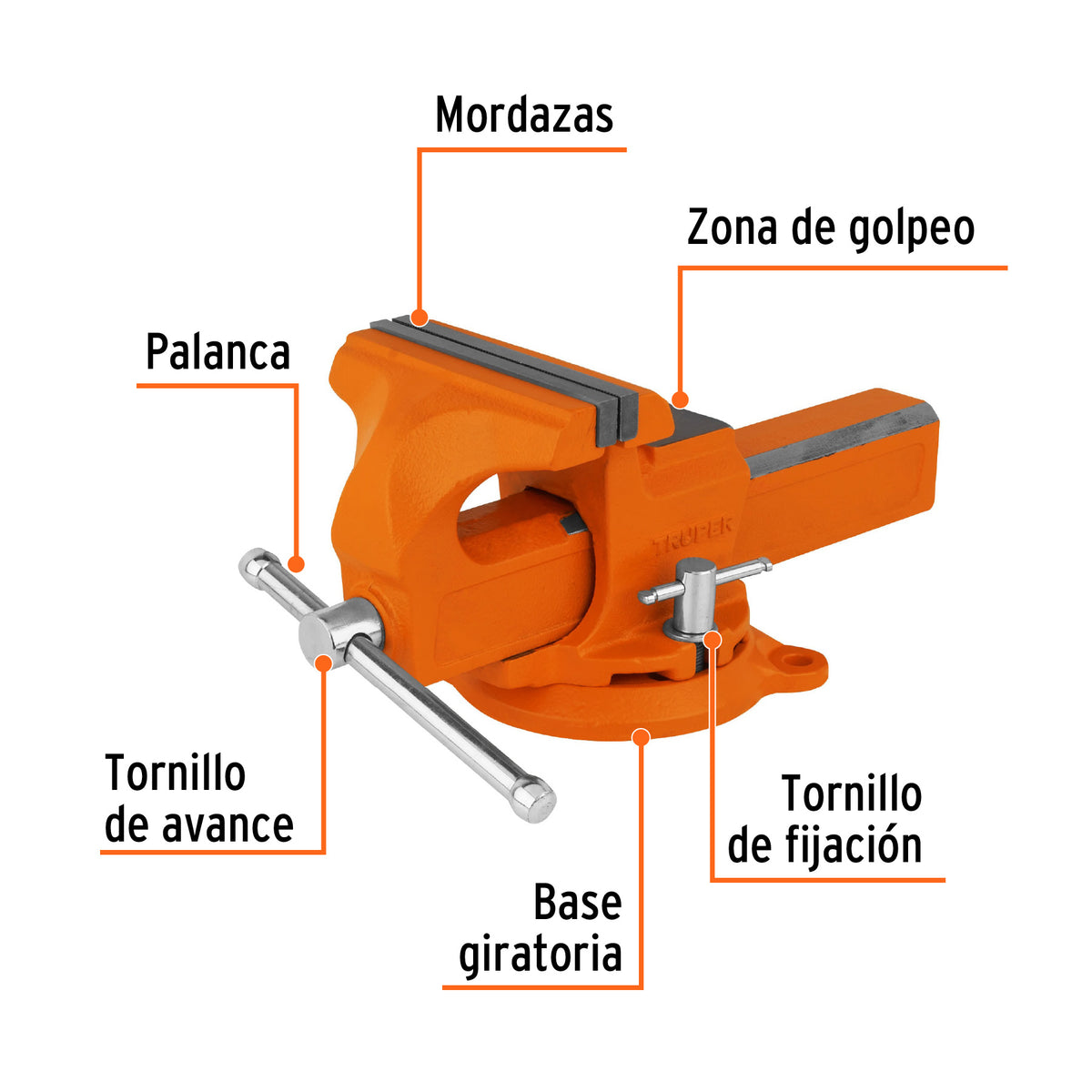 Tornillo de Banco 6' Tipo Europeo de Hierro Nodular, Truper