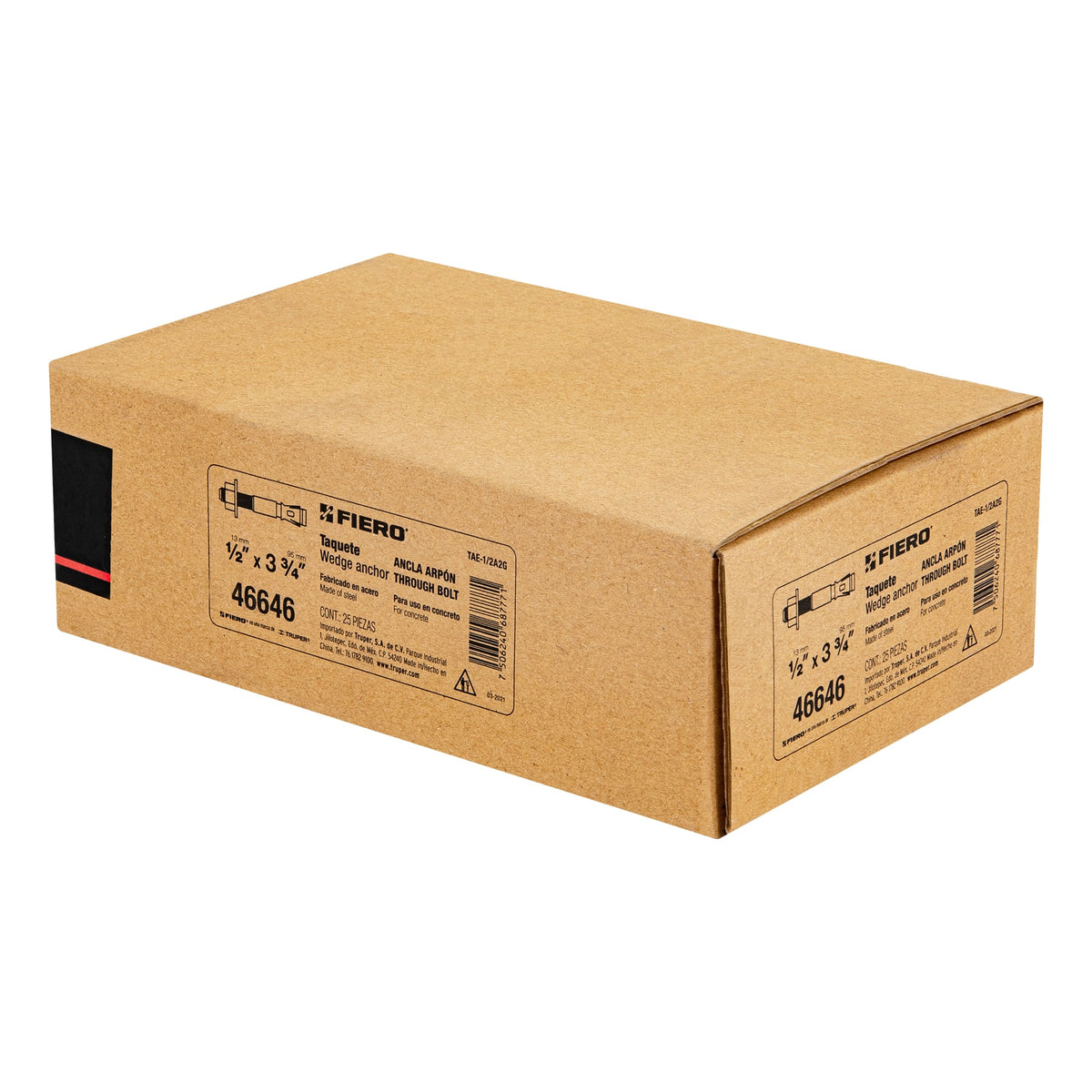 Caja con 25 Taquetes Arpón de 1/2' X 3-3/4', Fiero