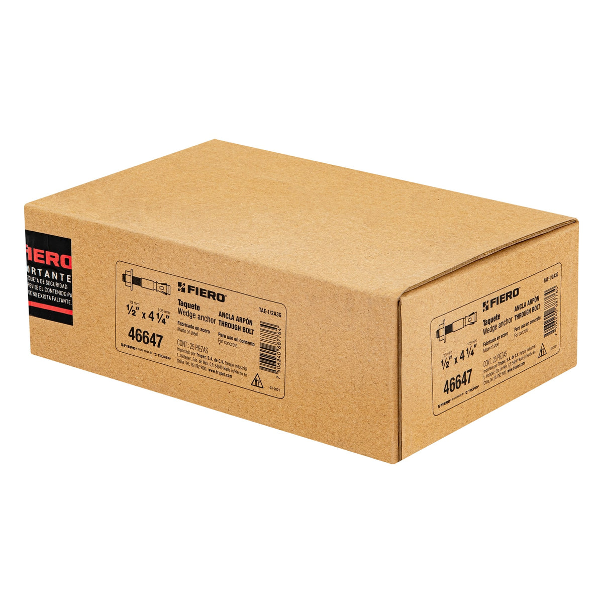 Caja con 25 Taquetes Arpón de 1/2' X 4-1/4', Fiero