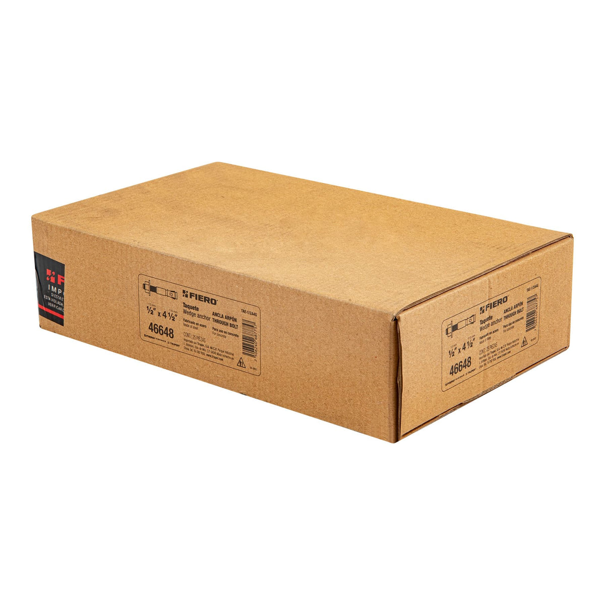 Caja con 25 Taquetes Arpón de 1/2' X 4-1/2', Fiero