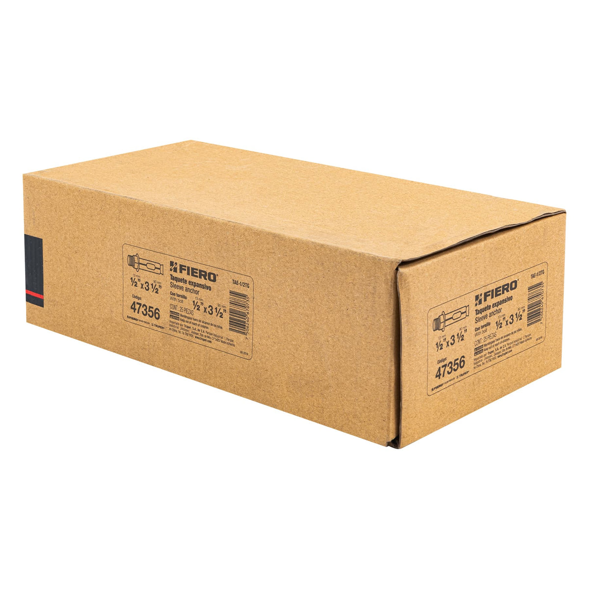 Caja con 25 Taquetes Expansivos de 1/2' con Tornillo, Fiero