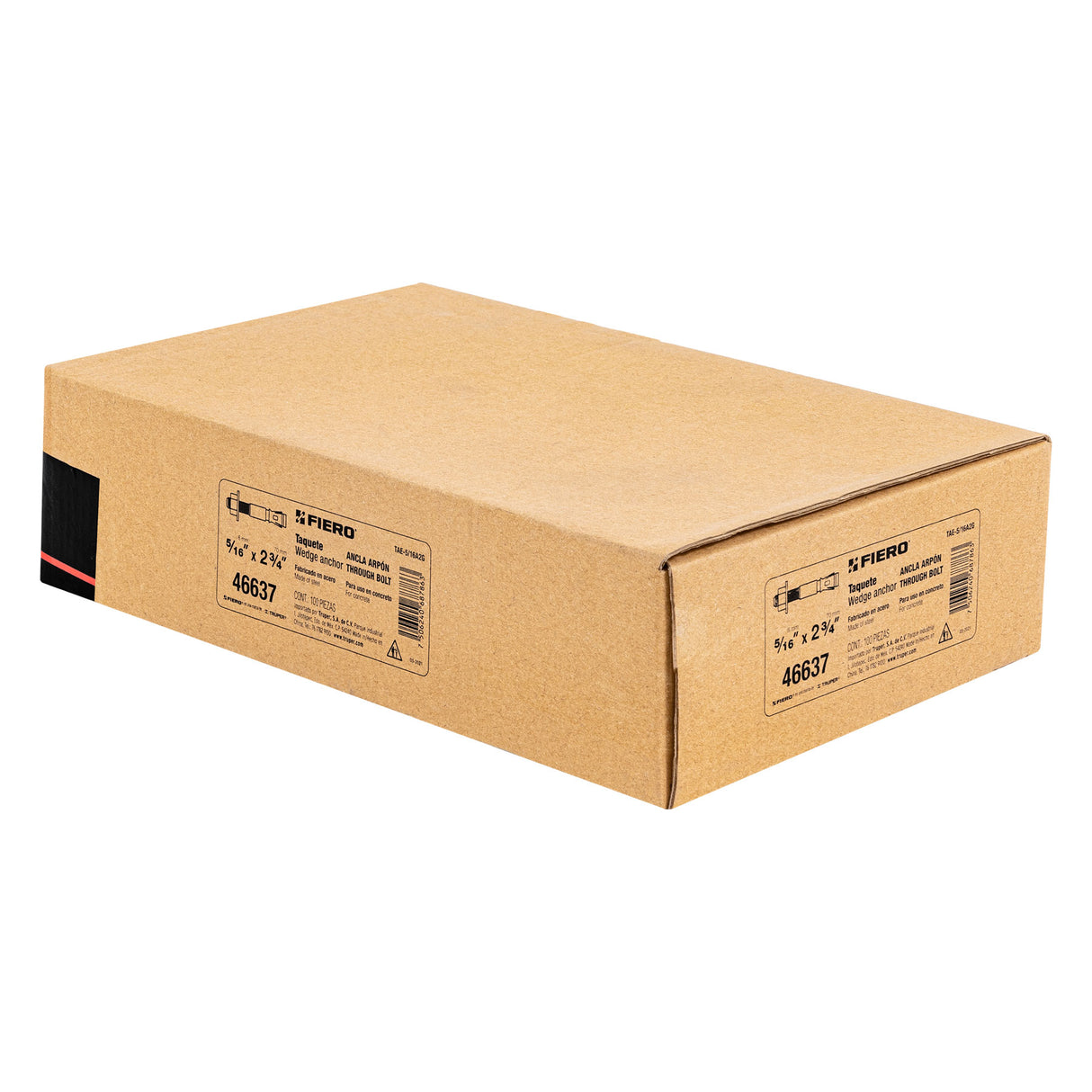 Caja con 100 Taquetes Arpón de 5/16' X 2-3/4', Fiero