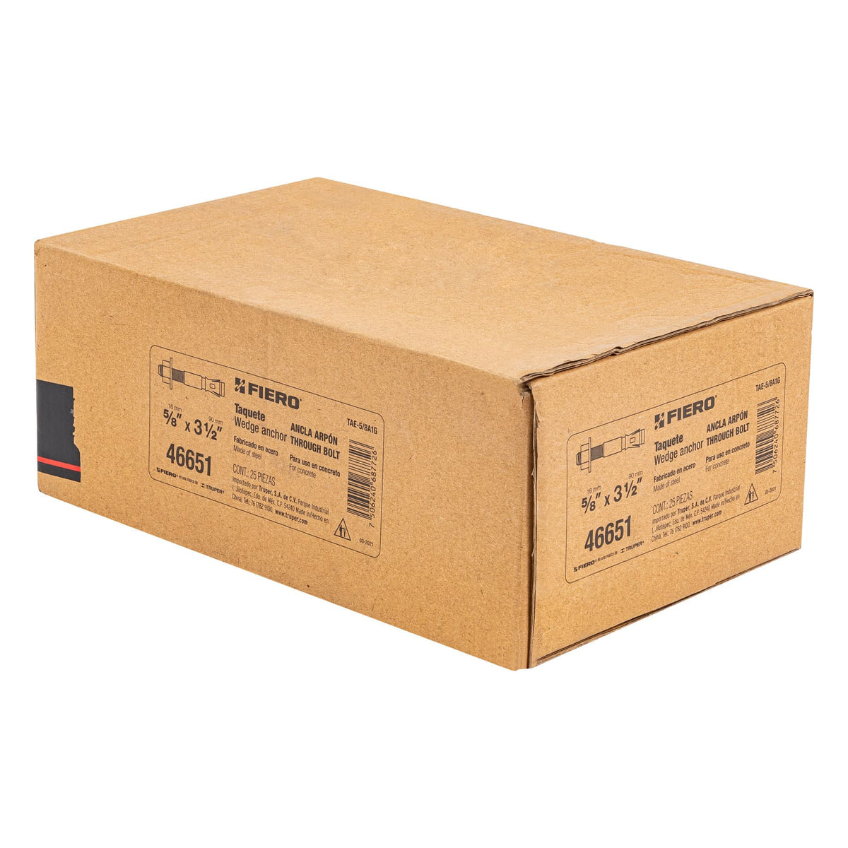 Caja con 25 Taquetes Arpón de 5/8' X 3-1/2', Fiero