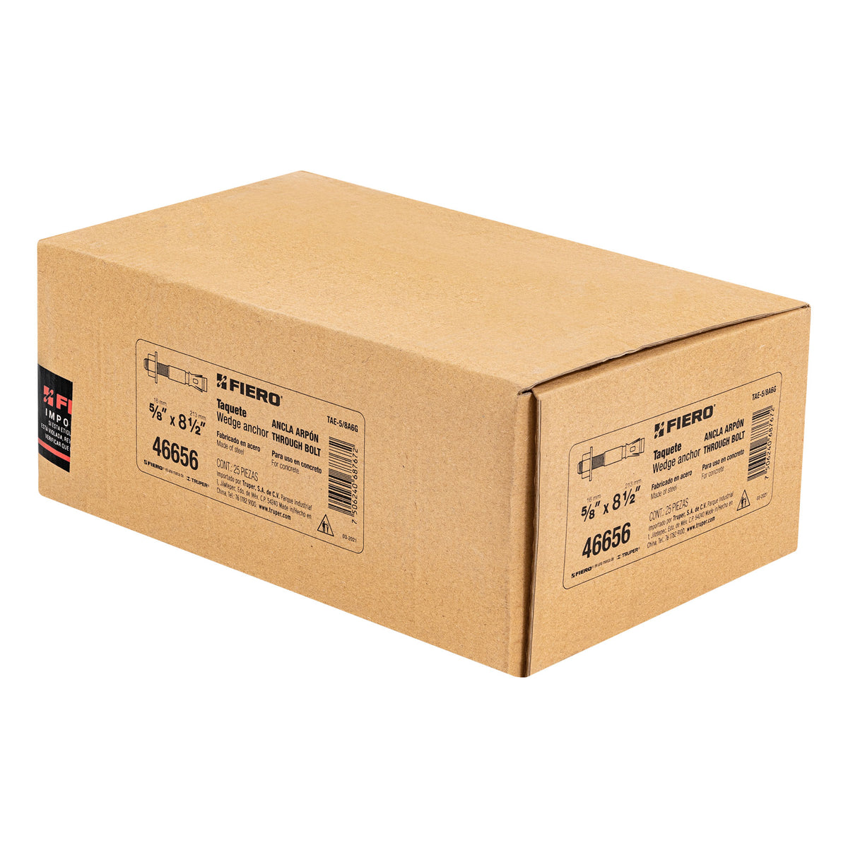 Caja con 25 Taquetes Arpón de 5/8' X 8-1/2', Fiero