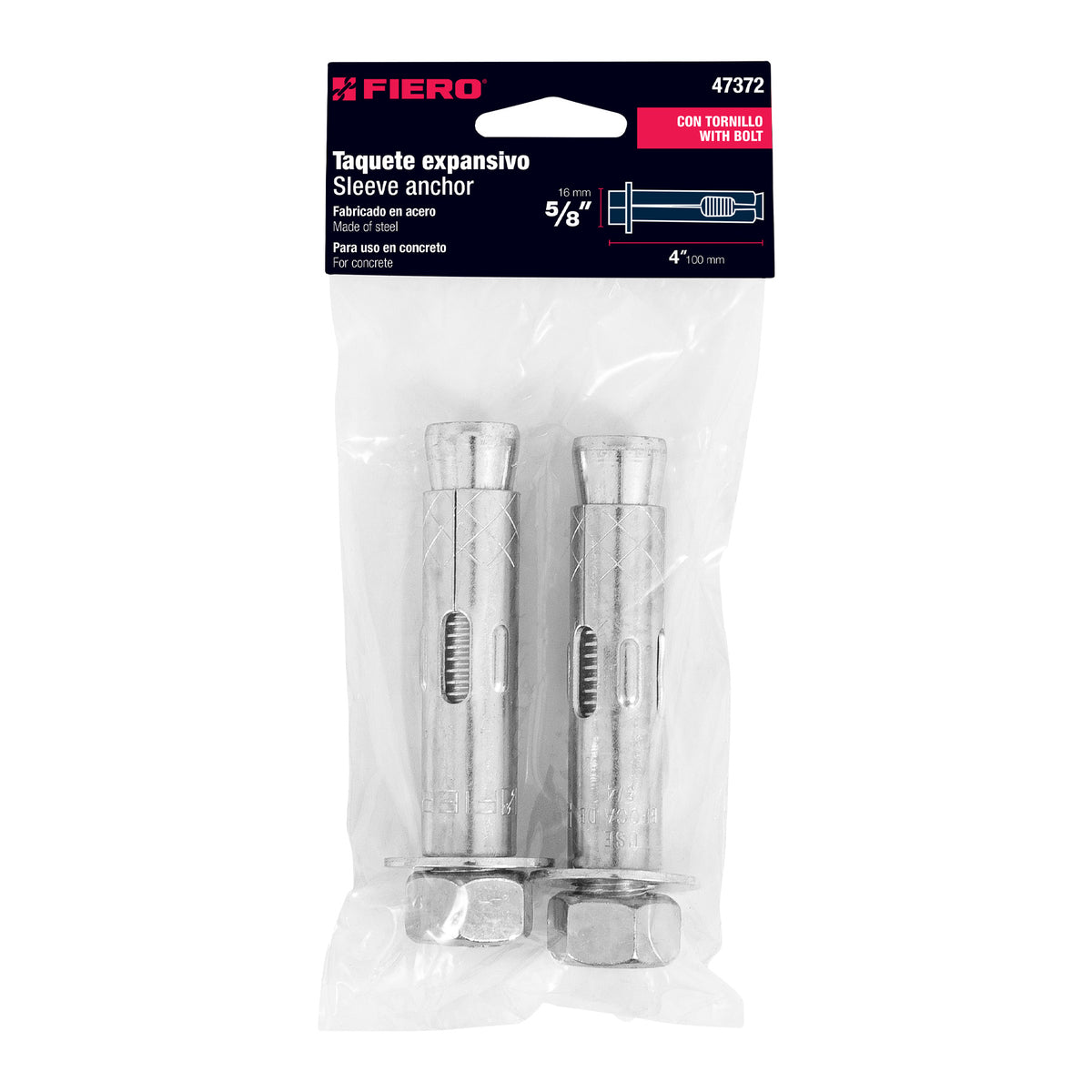Bolsa con 2 Taquetes Expansivos de 5/8' con Tornillo, Fiero