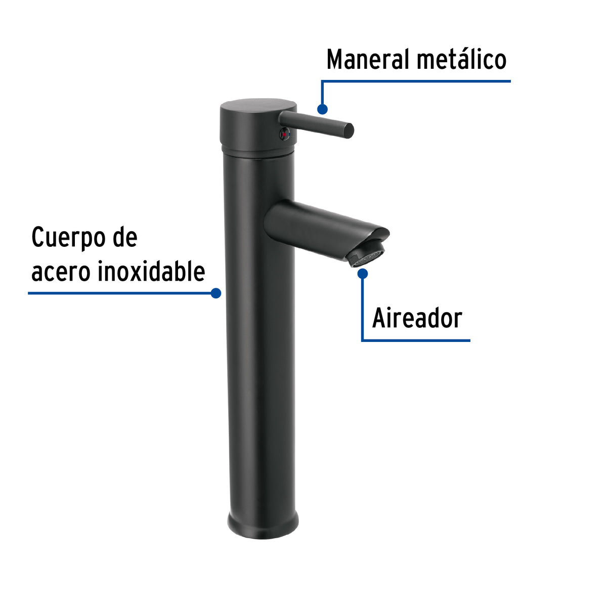 Monomando Alto Negro para Lavabo, Foset Túbig