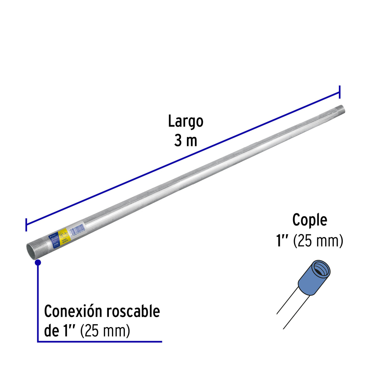 Tubo Conduit 1' Pared Gruesa (1.8 mm), Et. Amarilla, 3 m