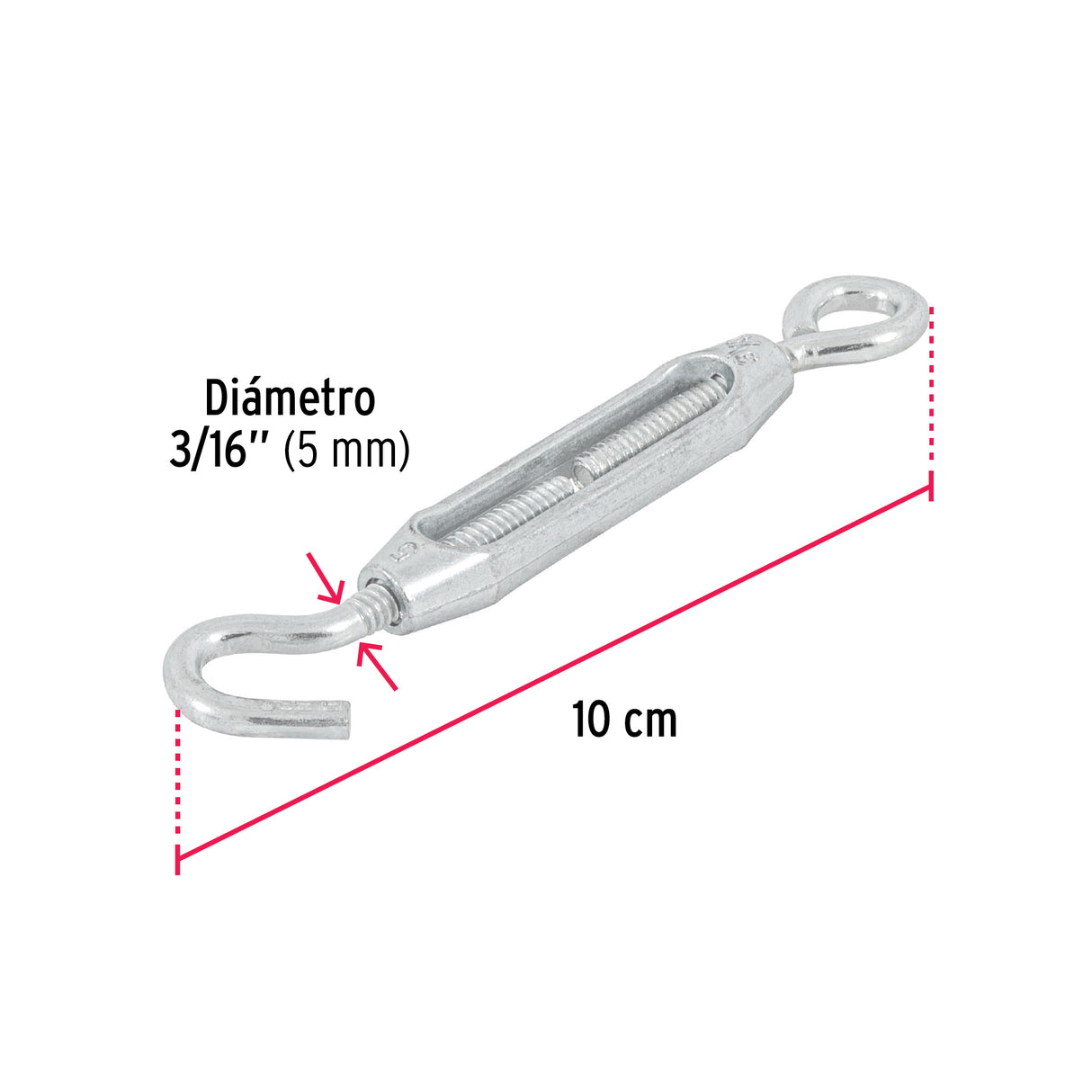 Tensor Zinc 3/16' Ojo-gancho, Fiero