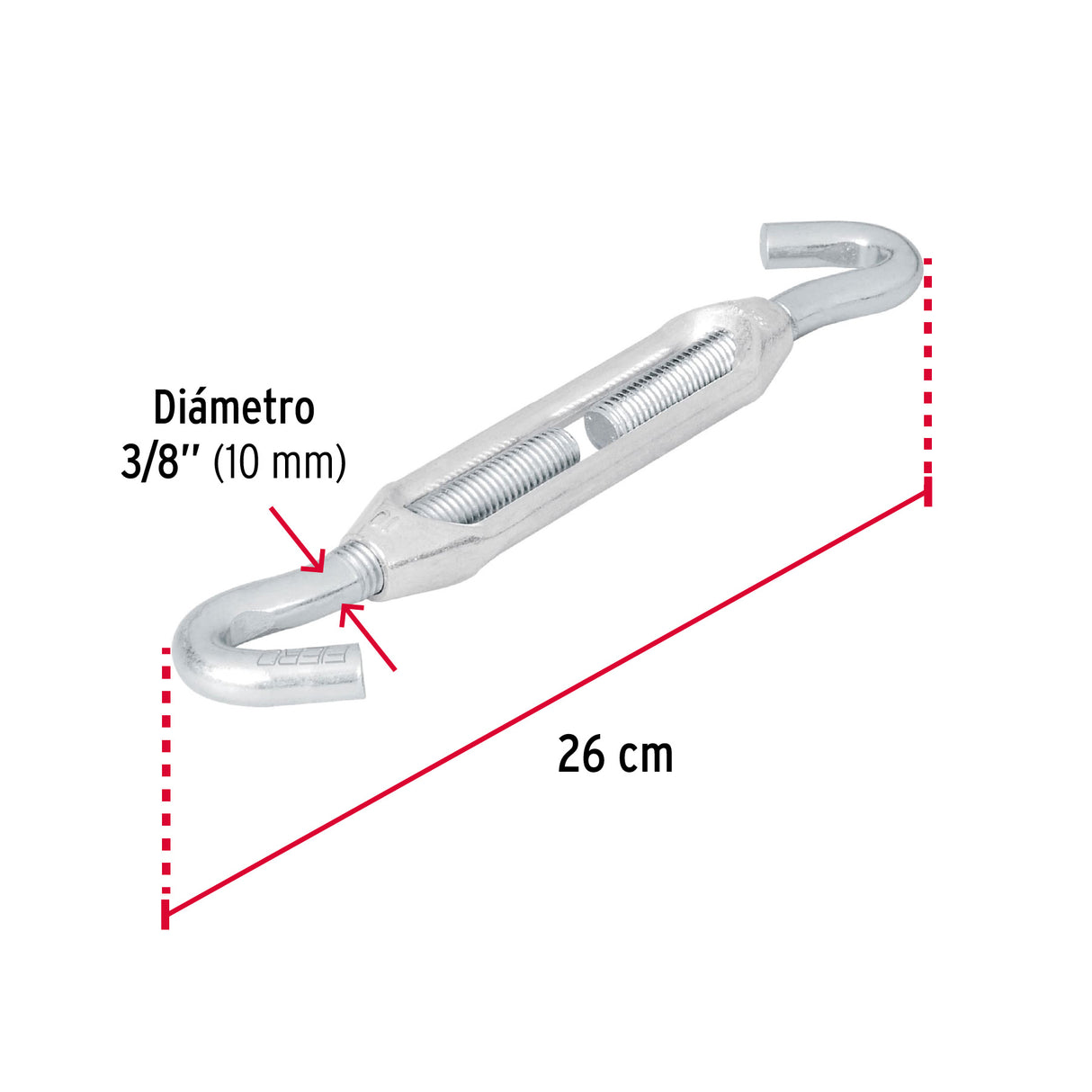Tensor Zinc 3/8' Gancho-gancho, Fiero