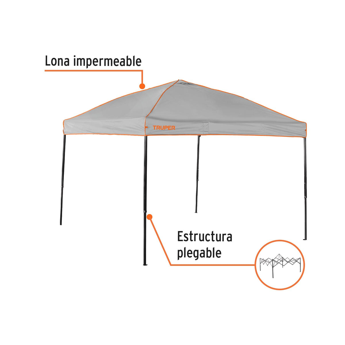 Toldo Plegable de 3 X 3 m, Truper