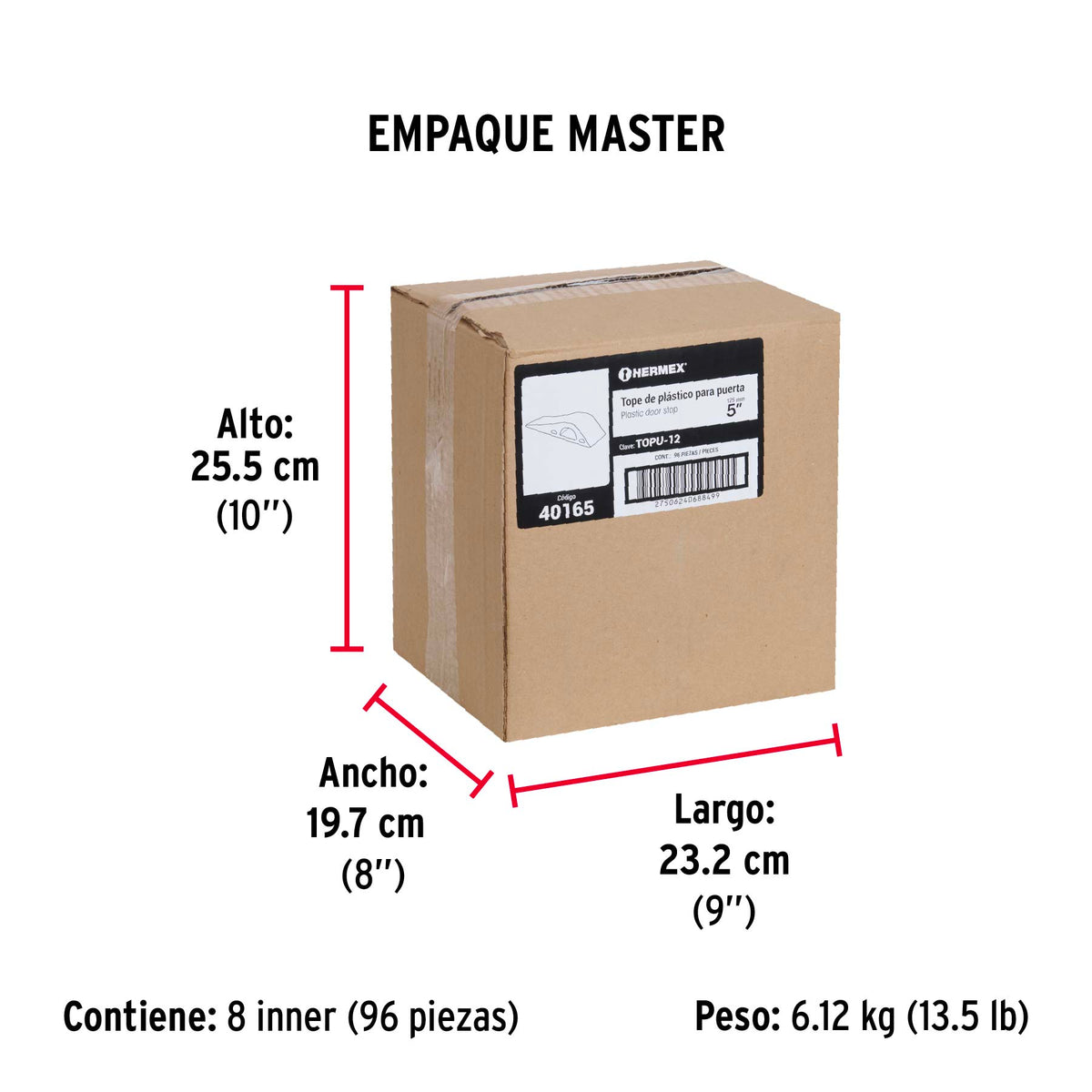 Cuña Tope de Caucho Sintético para Puerta de 12 cm, Hermex
