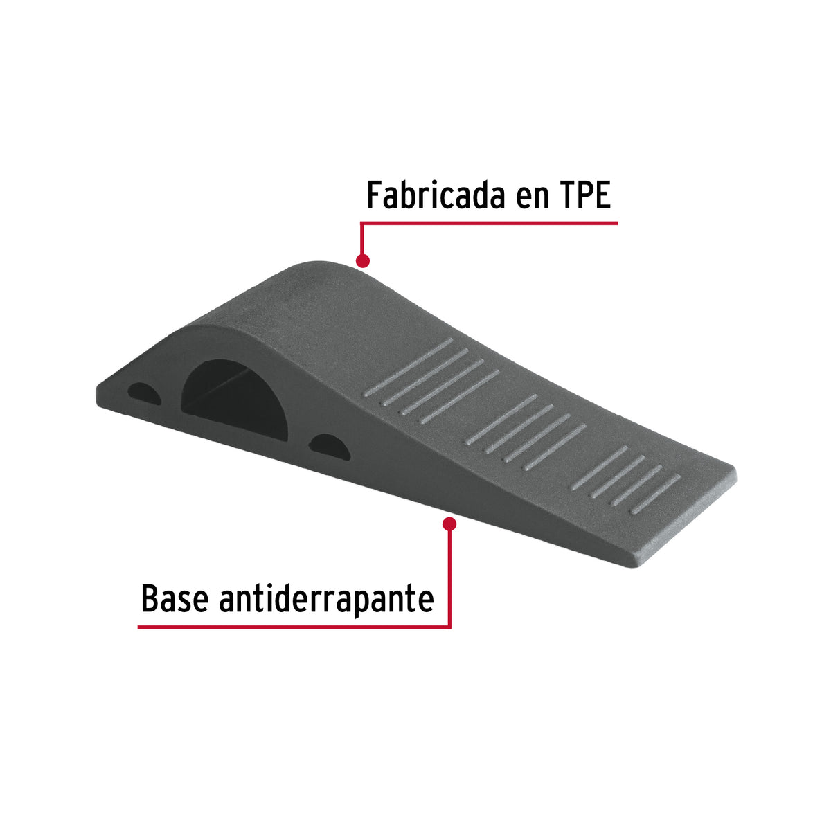 Cuña Tope de Caucho Sintético para Puerta de 12 cm, Hermex