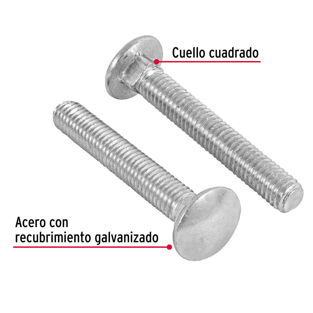 Bolsa con 50 Tornillos 3/8' X 2-1/2' Tipo Coche, Fiero