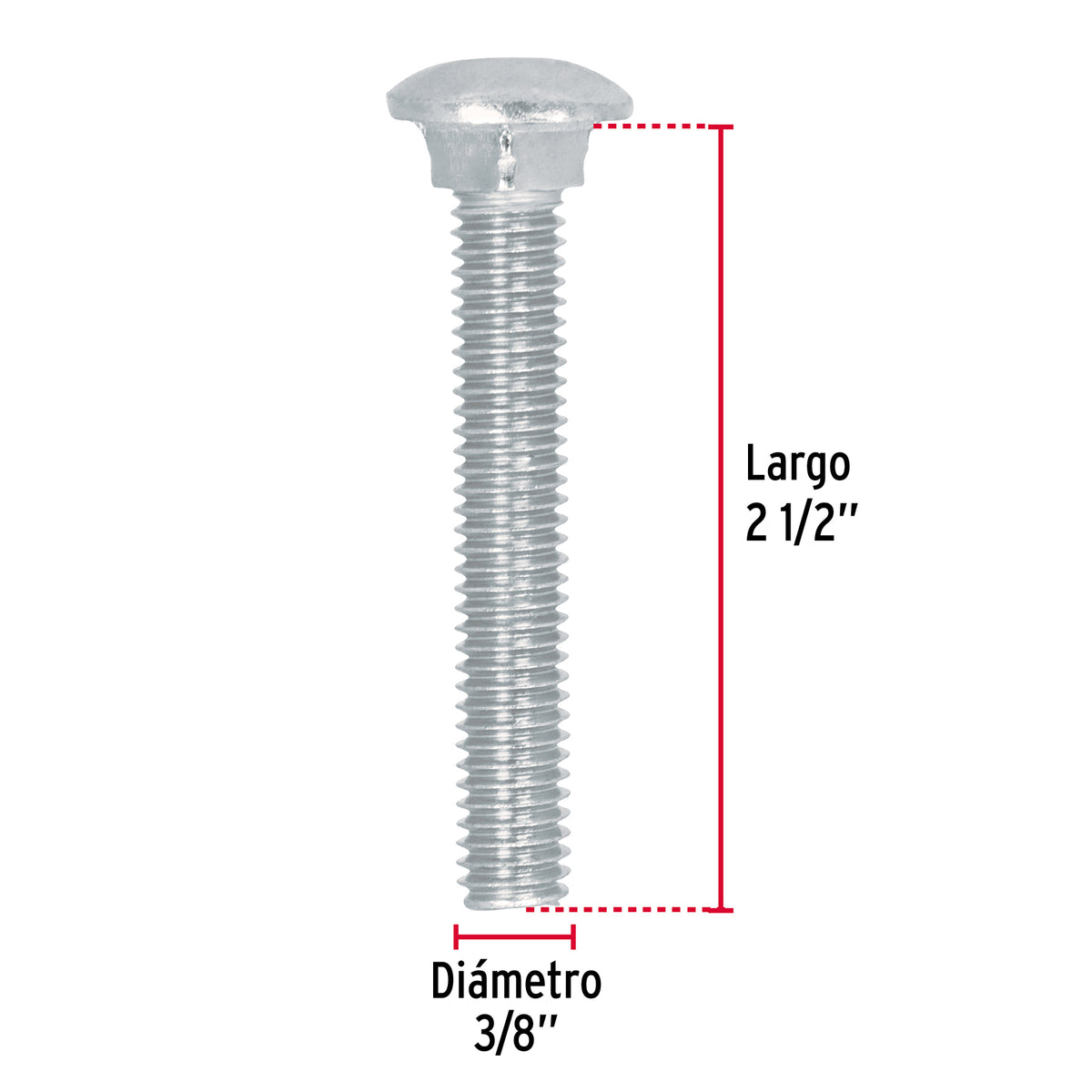 Bolsa con 50 Tornillos 3/8' X 2-1/2' Tipo Coche, Fiero