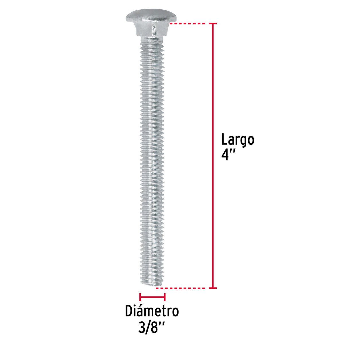 Bolsa con 30 Tornillos 3/8' X 4' Tipo Coche, Fiero