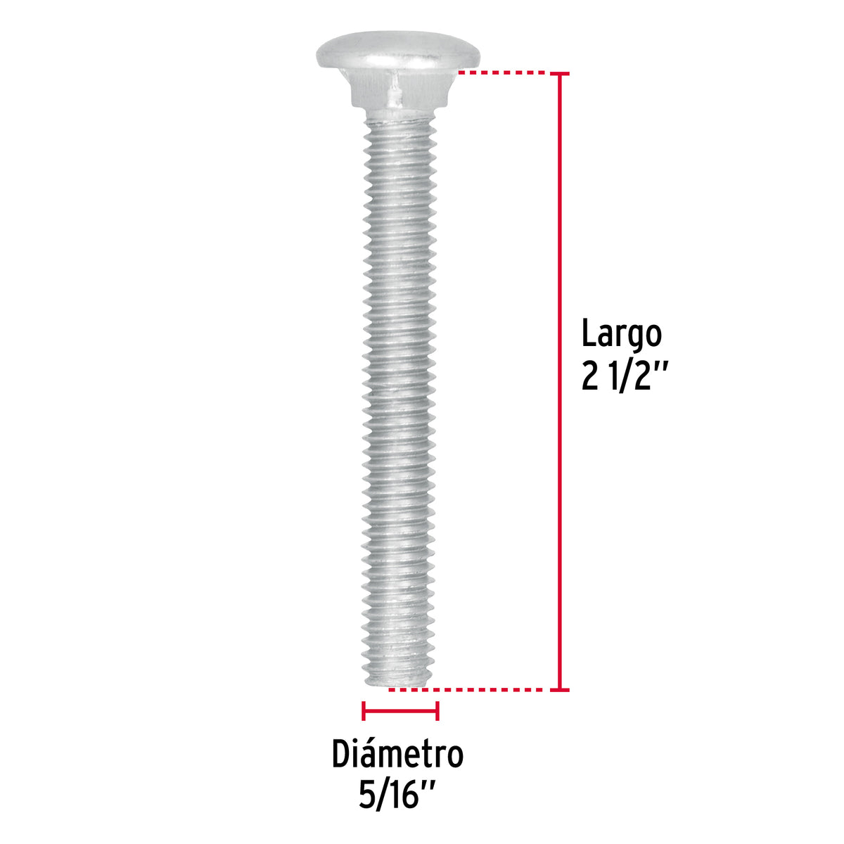 Bolsa con 60 Tornillos 5/16' X 2-1/2' Tipo Coche, Fiero