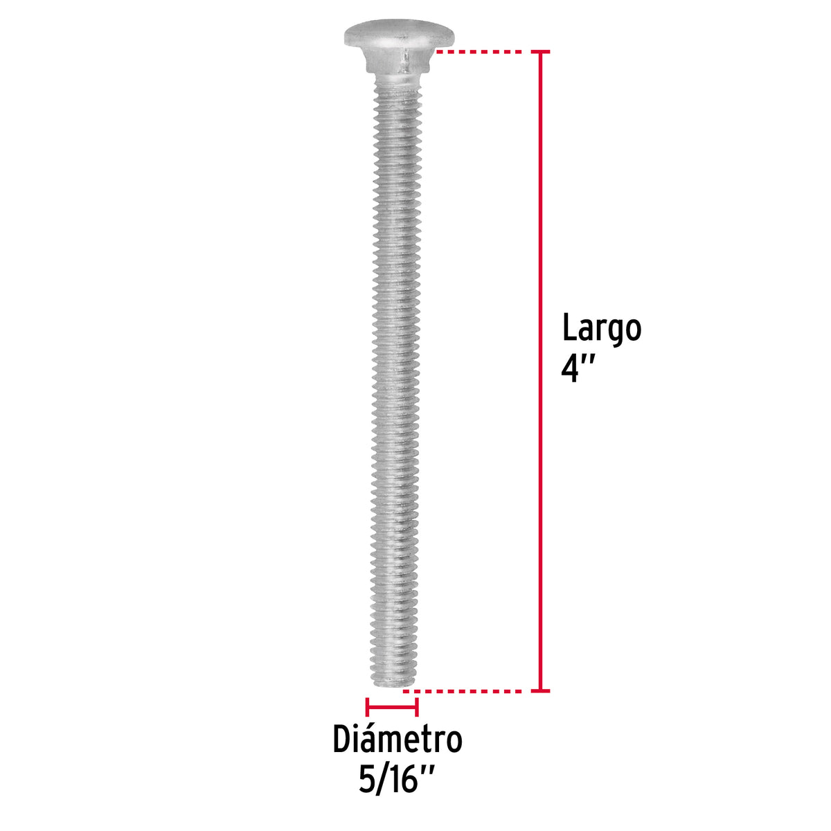 Bolsa con 50 Tornillos 5/16' X 4' Tipo Coche, Fiero