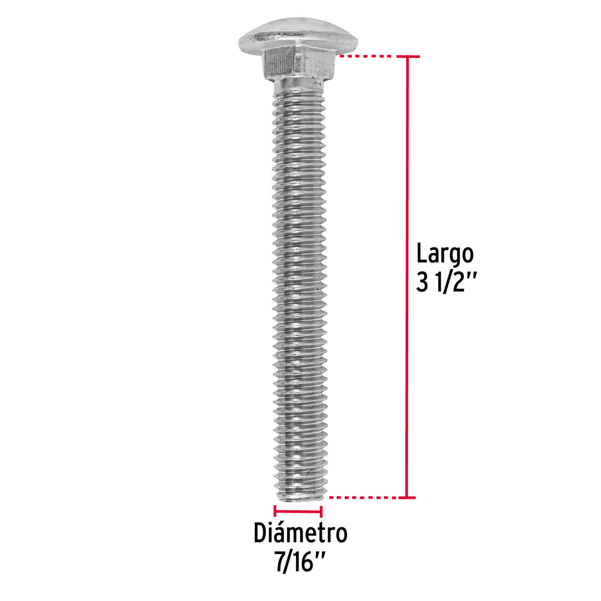 Bolsa con 20 Tornillos 7/16' X 3-1/2' Tipo Coche, Fiero