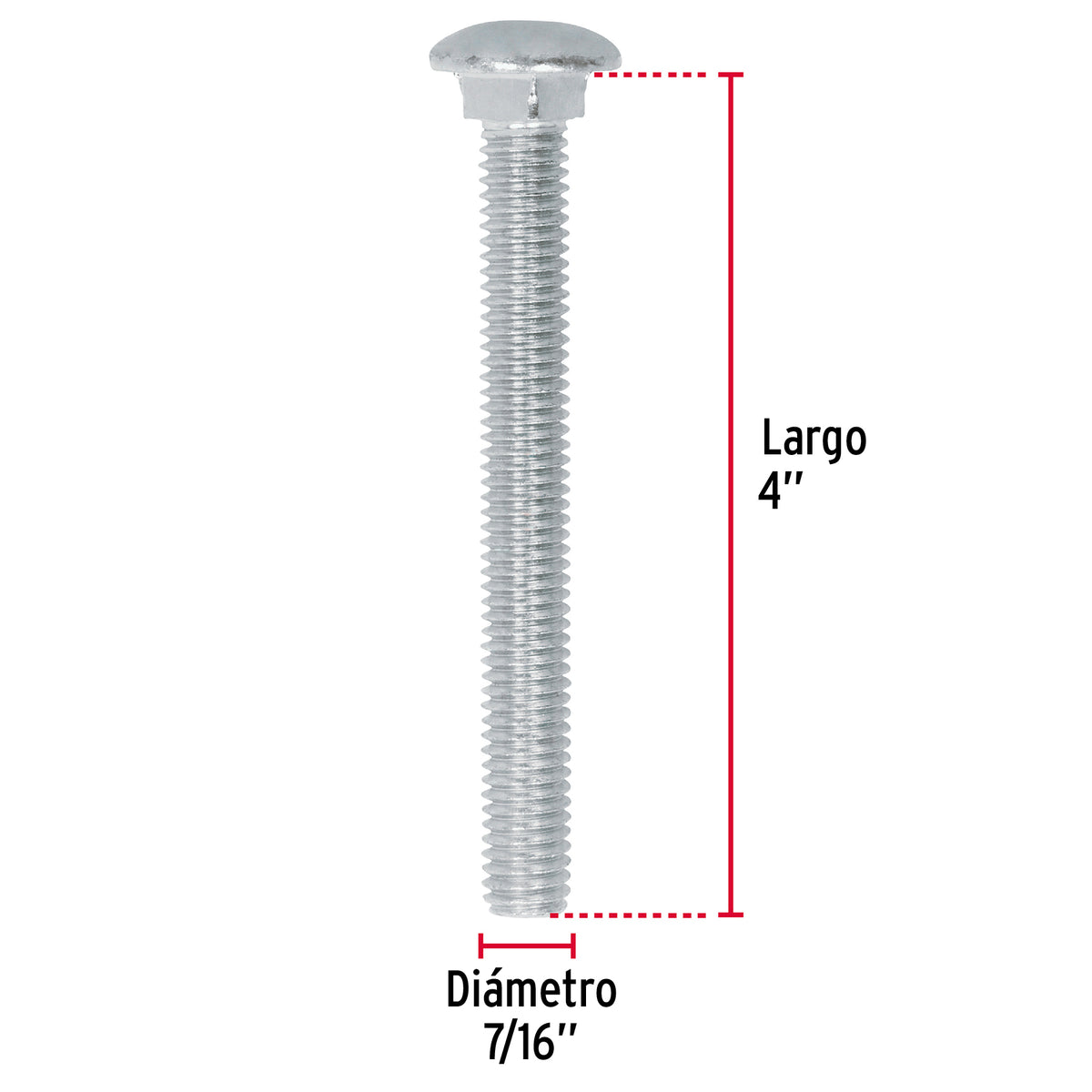 Bolsa con 20 Tornillos 7/16' X 4' Tipo Coche, Fiero