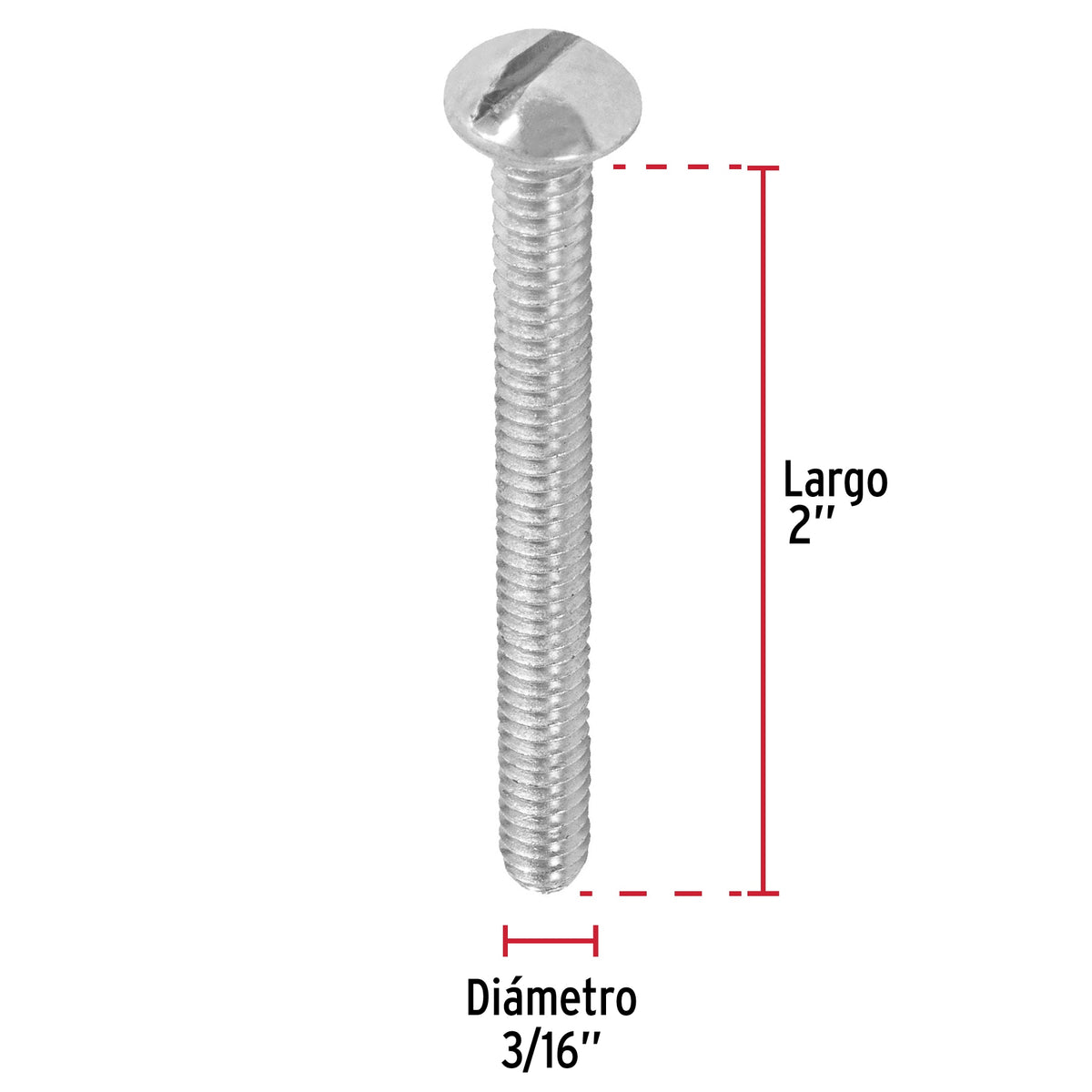 Bolsa con 100 Tornillos 3/16' X 2' Tipo Estufa, Fiero