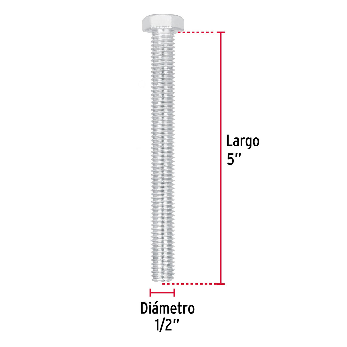 Bolsa con 10 Tornillos 1/2' X 5' Tipo Máquina, Fiero