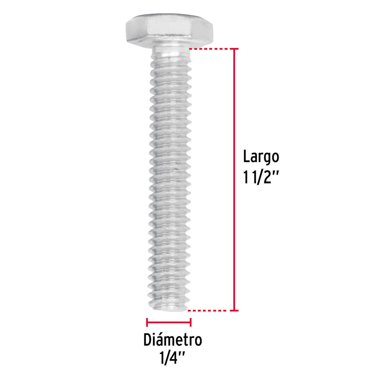 Bolsa con 80 Tornillos 1/4' X 1-1/2' Tipo Máquina, Fiero