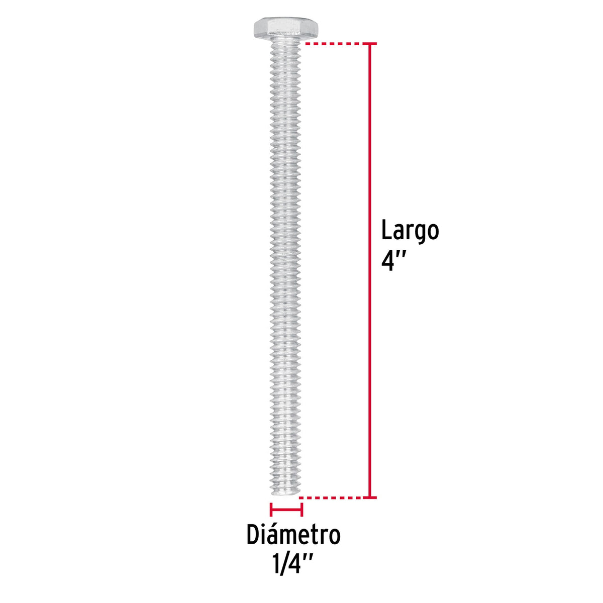 Bolsa con 30 Tornillos 1/4' X 4' Tipo Máquina, Fiero