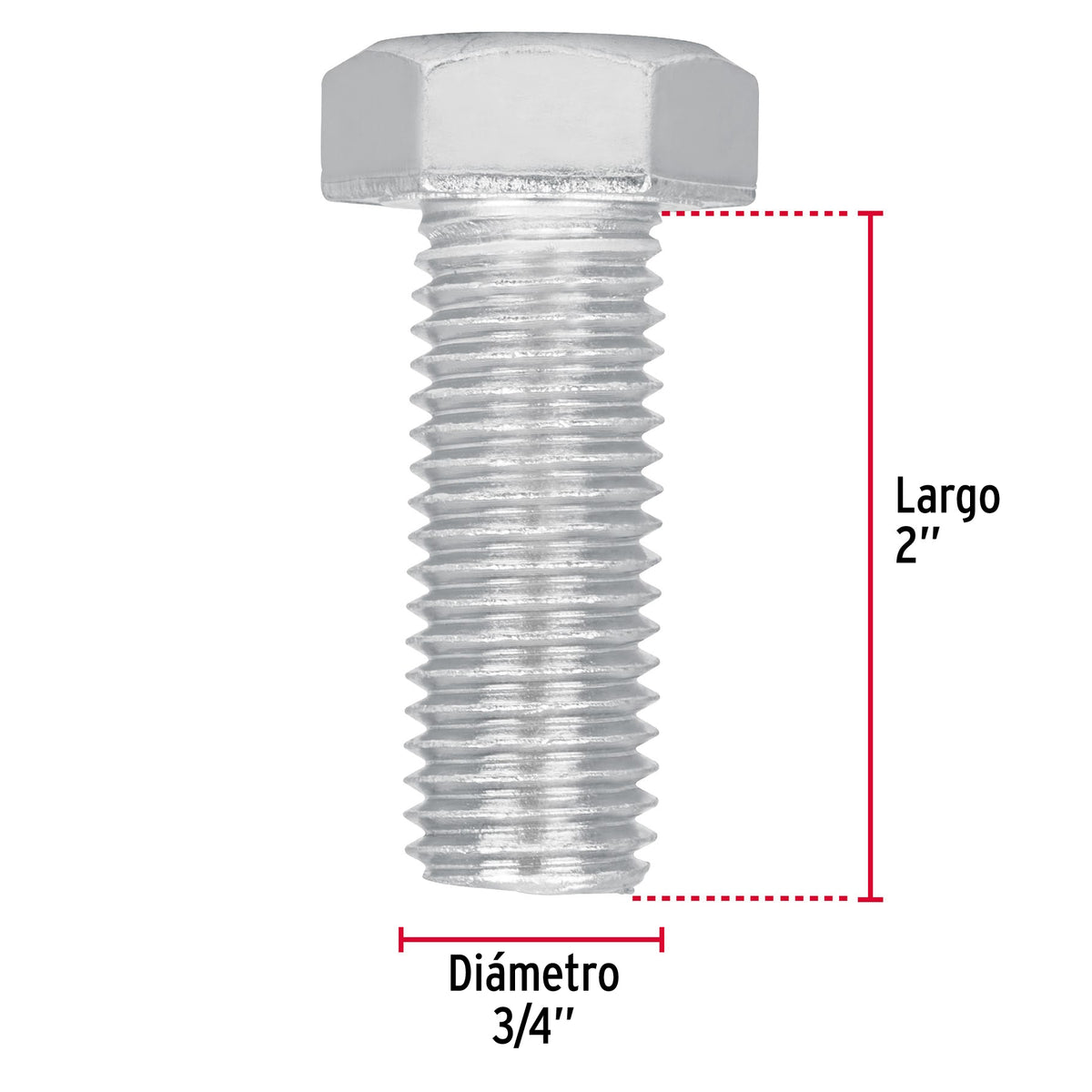 Bolsa con 6 Tornillos 3/4' X 2' Tipo Máquina, Fiero