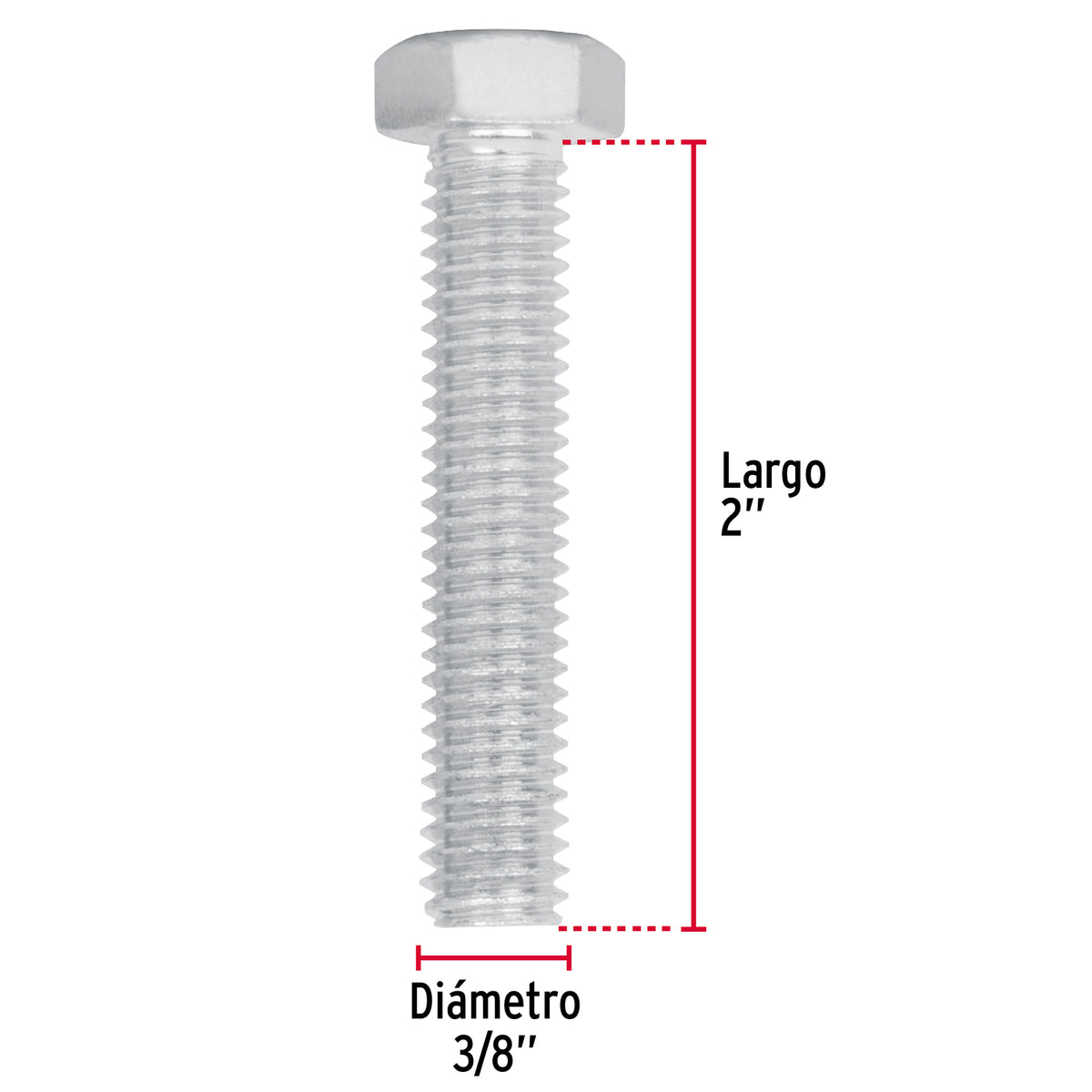 Bolsa con 60 Tornillos 3/8' X 2' Tipo Máquina, Fiero