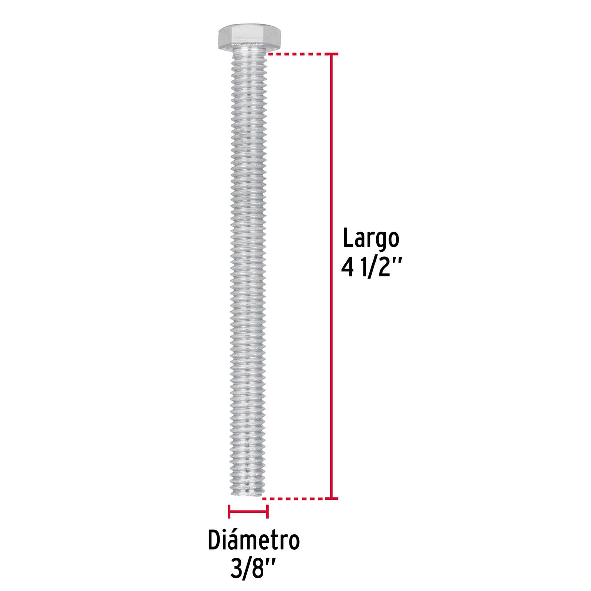 Bolsa con 15 Tornillos 3/8' X 4-1/2' Tipo Máquina, Fiero