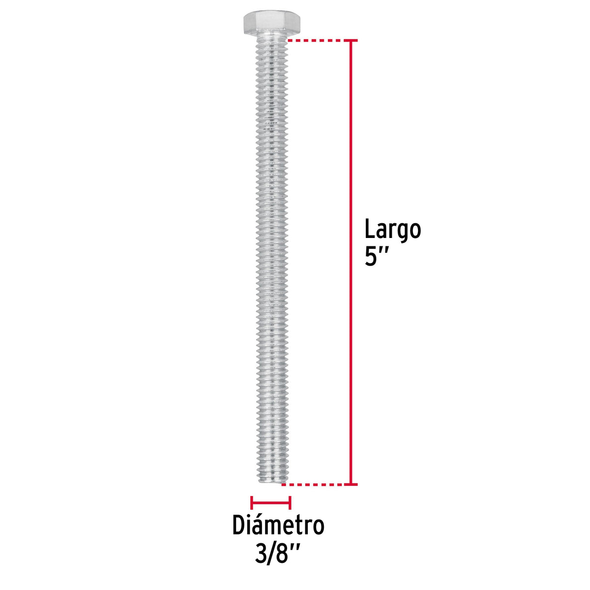 Bolsa con 15 Tornillos 3/8' X 5' Tipo Máquina, Fiero