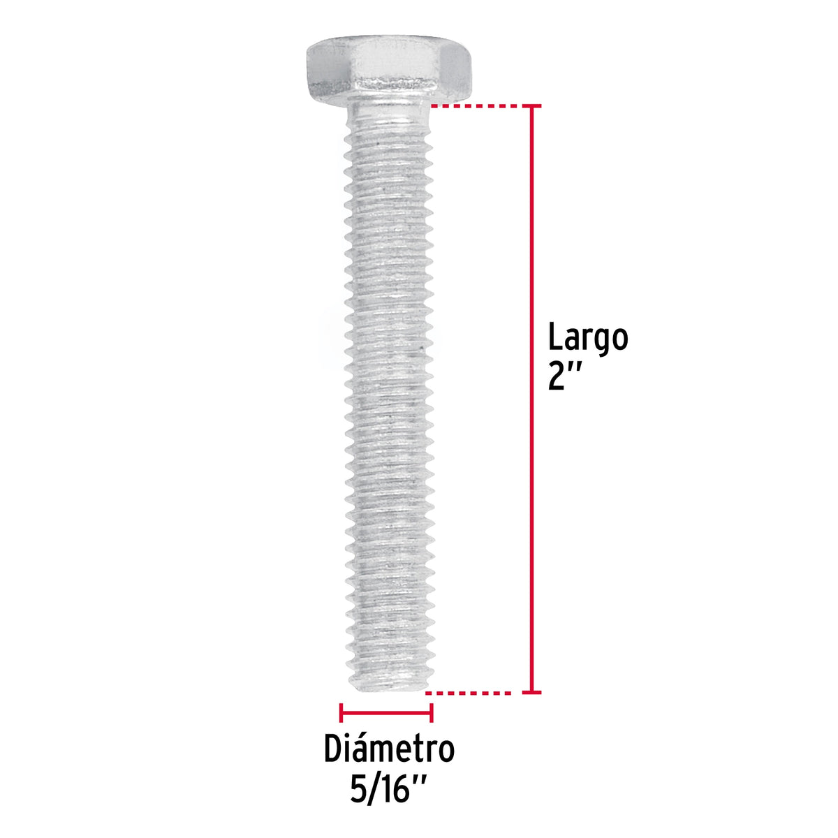 Bolsa con 80 Tornillos 5/16' X 2' Tipo Máquina, Fiero