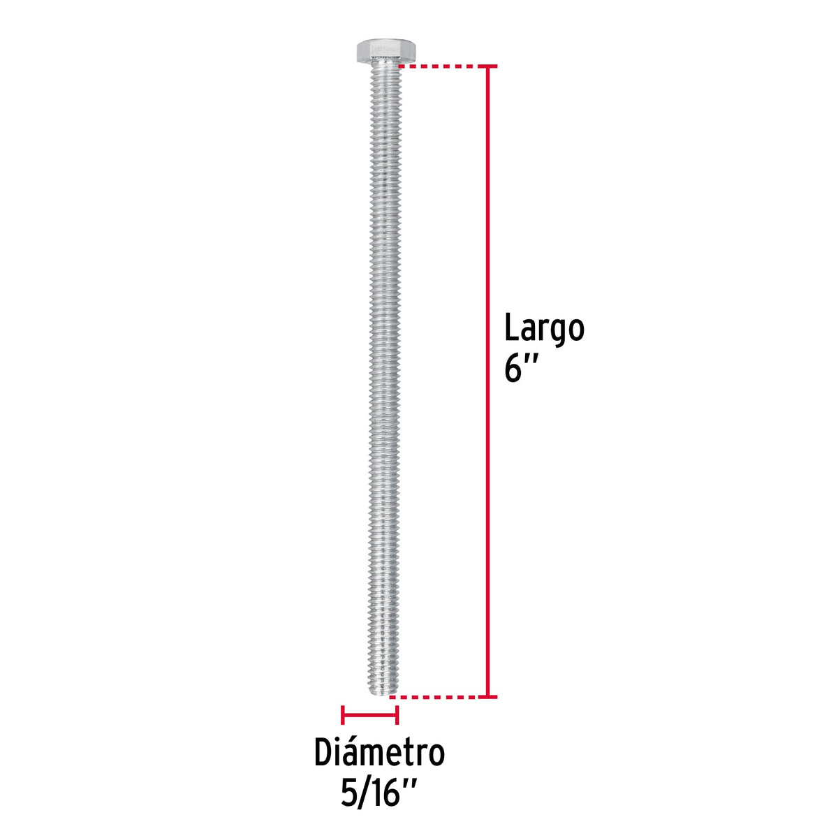Bolsa con 30 Tornillos 5/16' X 6' Tipo Máquina, Fiero