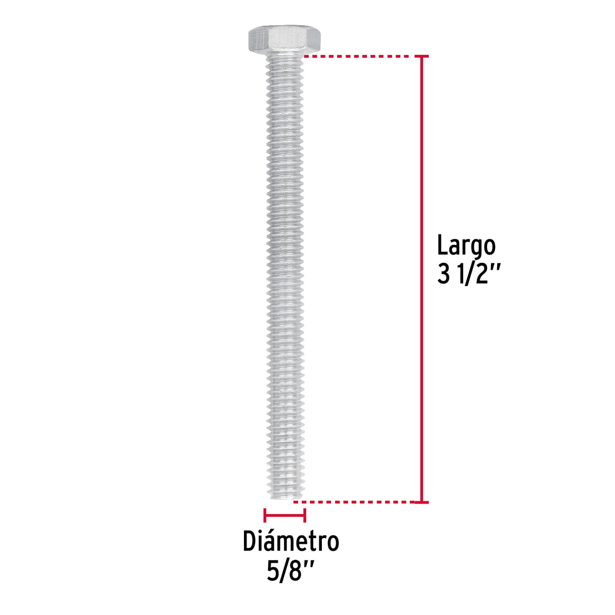 Bolsa con 6 Tornillos 5/8' X 3-1/2' Tipo Máquina, Fiero