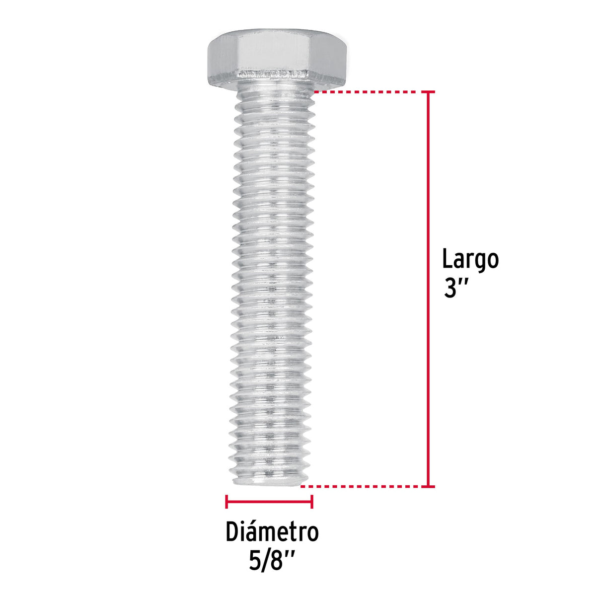 Bolsa con 6 Tornillos 5/8' X 3' Tipo Máquina, Fiero