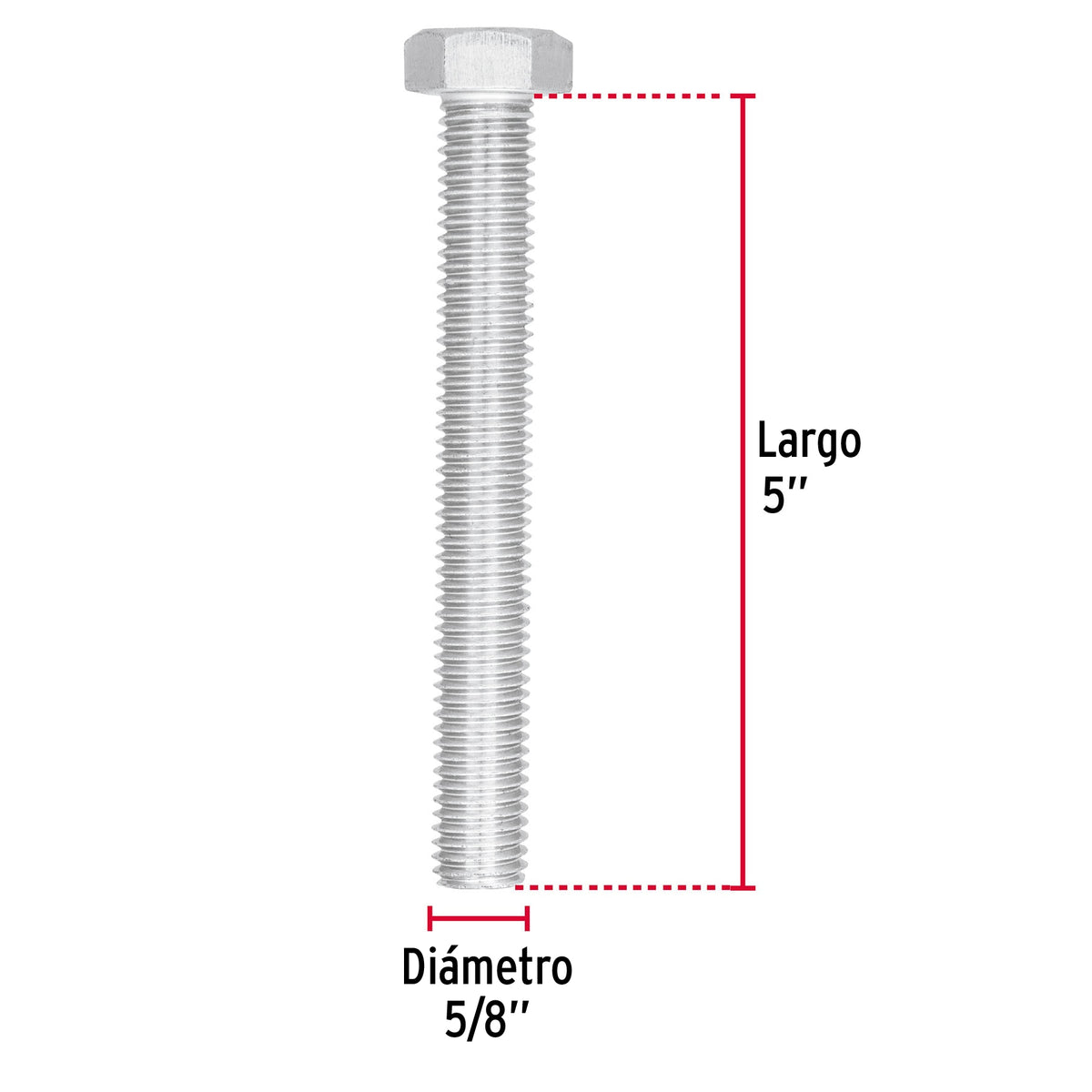 Bolsa con 6 Tornillos 5/8' X 5' Tipo Máquina, Fiero
