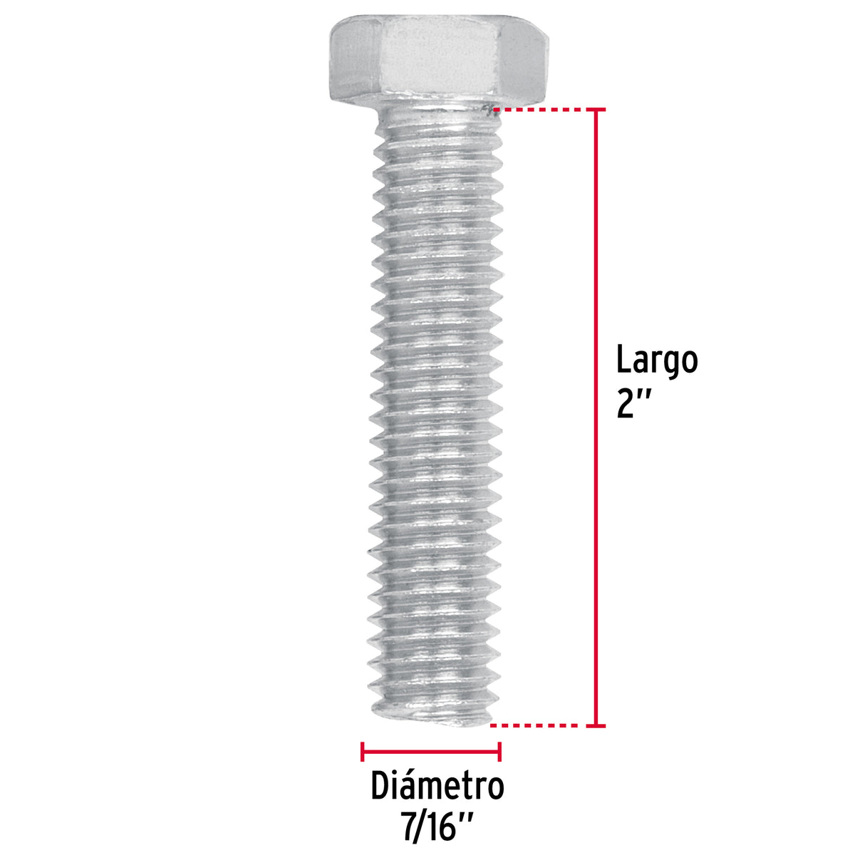 Bolsa con 40 Tornillos 7/16' X 2' Tipo Máquina, Fiero