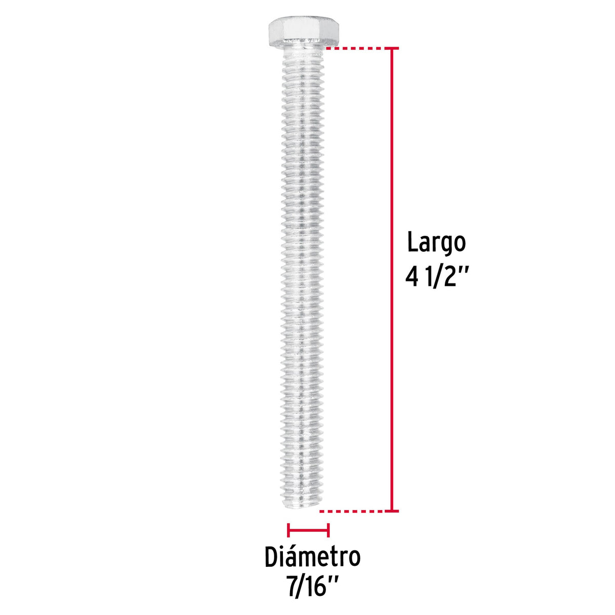 Bolsa con 15 Tornillos 7/16' X 4-1/2' Tipo Máquina, Fiero