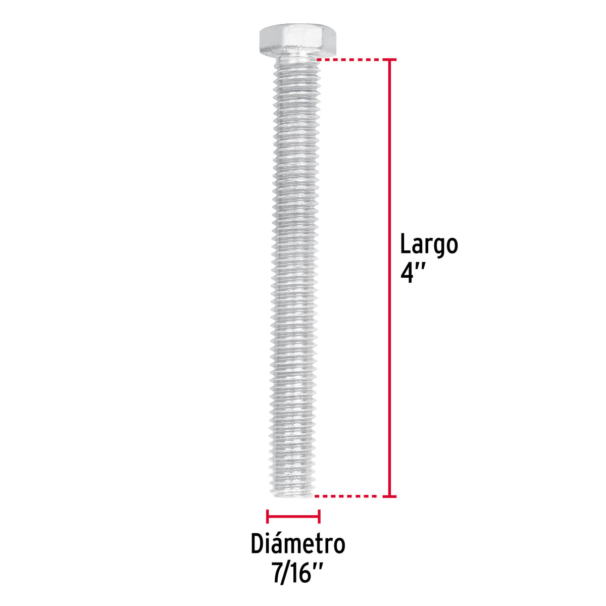 Bolsa con 20 Tornillos 7/16' X 4' Tipo Máquina, Fiero