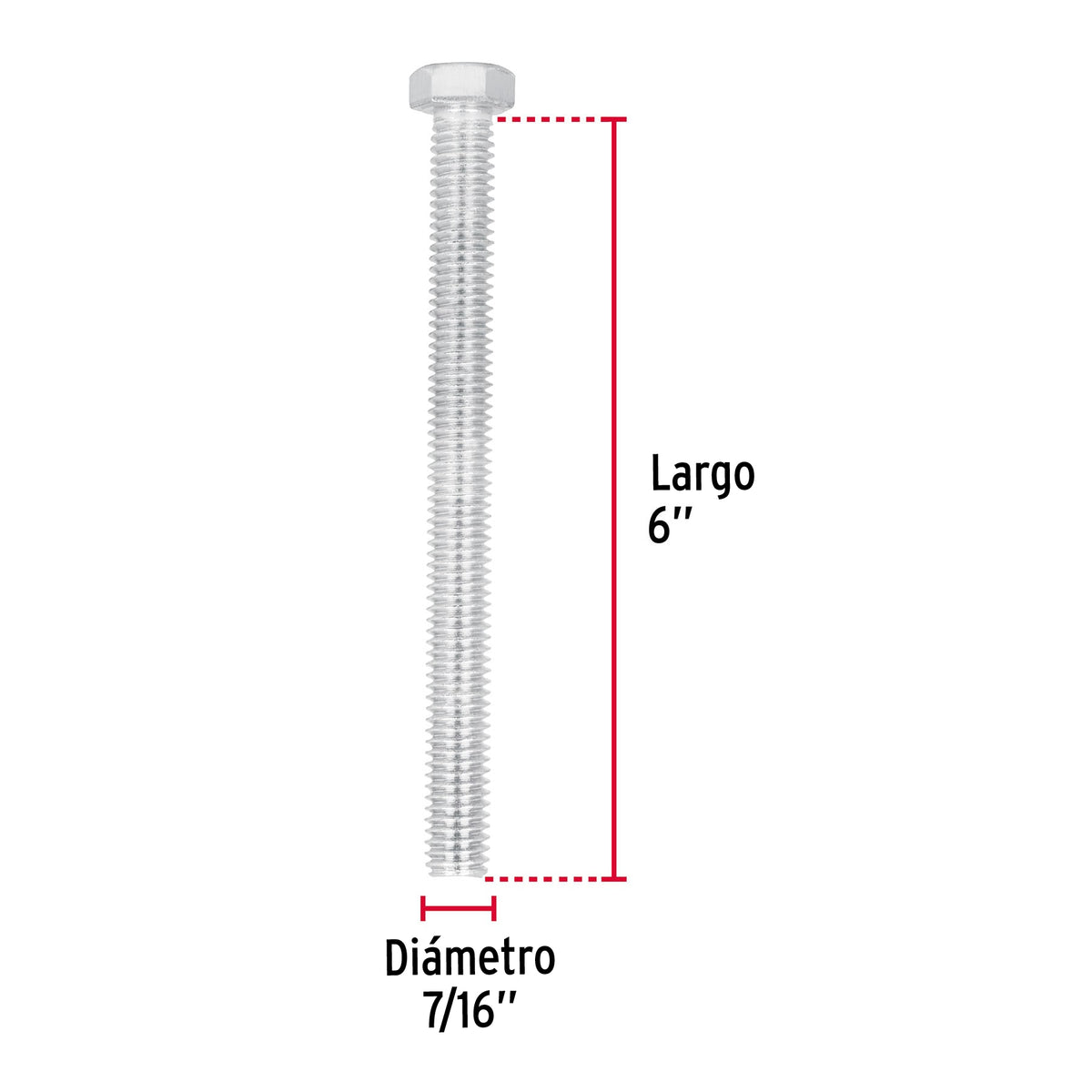 Bolsa con 10 Tornillos 7/16' X 6' Tipo Máquina, Fiero