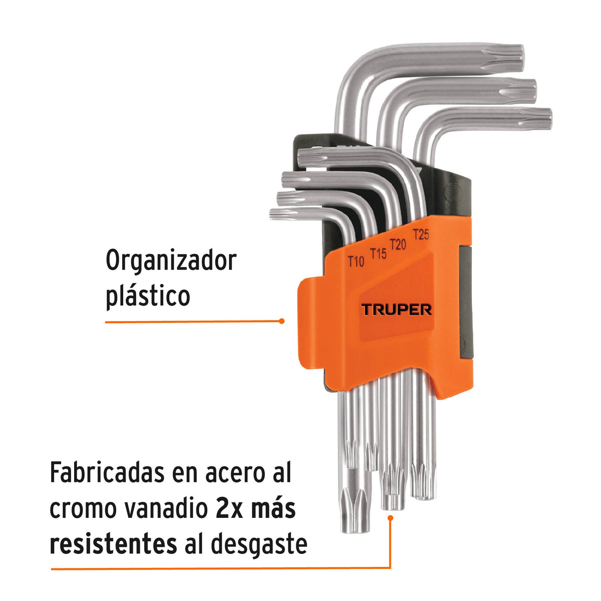 Juego de 7 Llaves Torx con Organizador Abatible, Truper