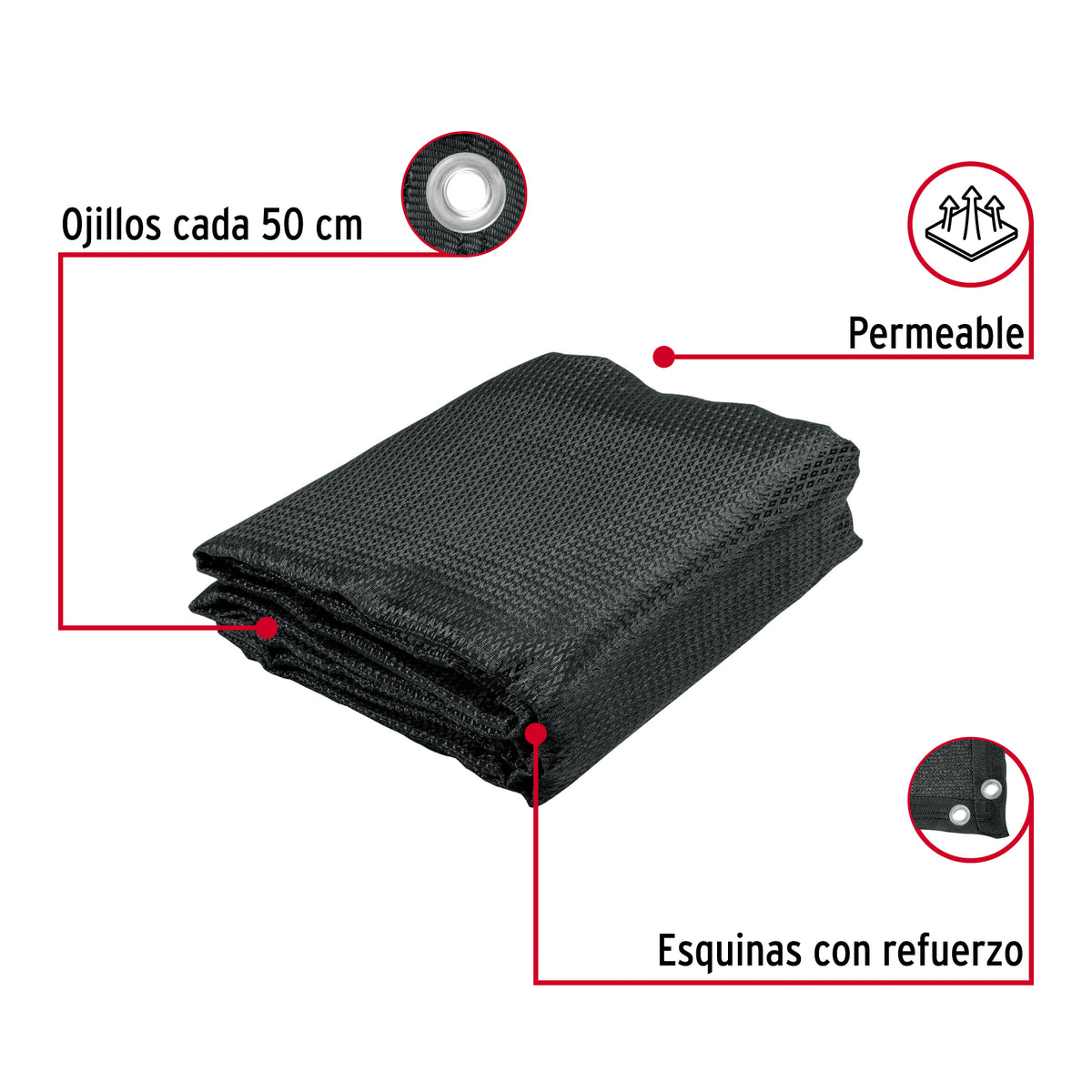 Toldo Sombra 80%, Monofilamento Negro, 5M X 3.6M, Fiero