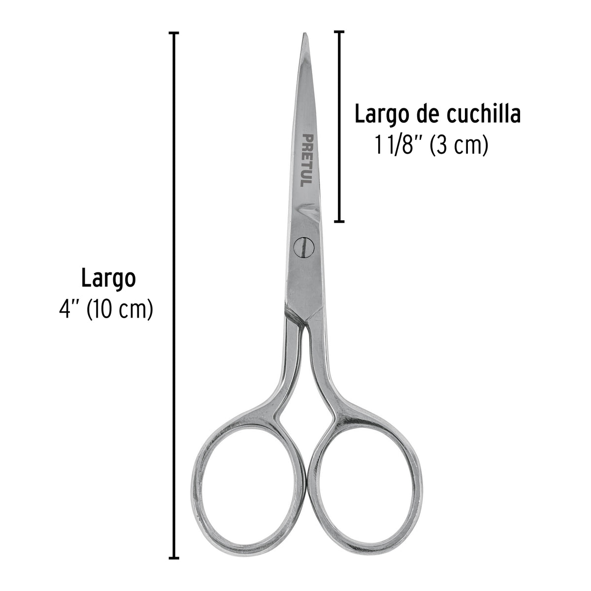 Tijera 4' para Bordar, de Acero Inoxidable, Pretul